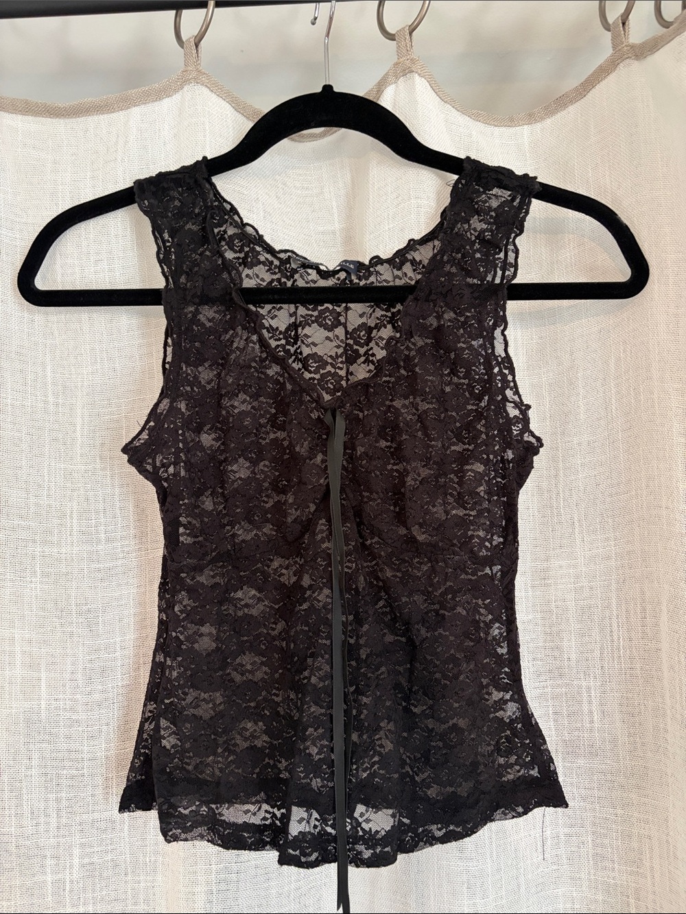 Brandy Melville Sheer Lace Tie-Front Tank